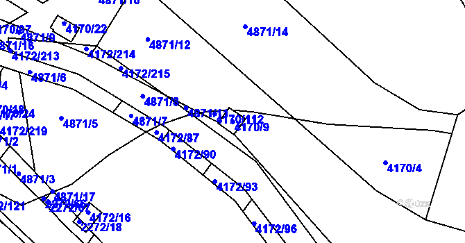 Parcela st. 4170/9 v KÚ Příbram, Katastrální mapa
