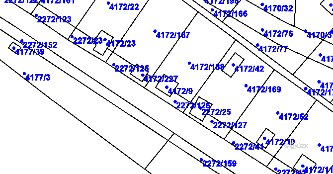 Parcela st. 4172/9 v KÚ Příbram, Katastrální mapa