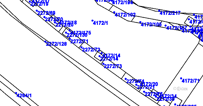 Parcela st. 4172/14 v KÚ Příbram, Katastrální mapa