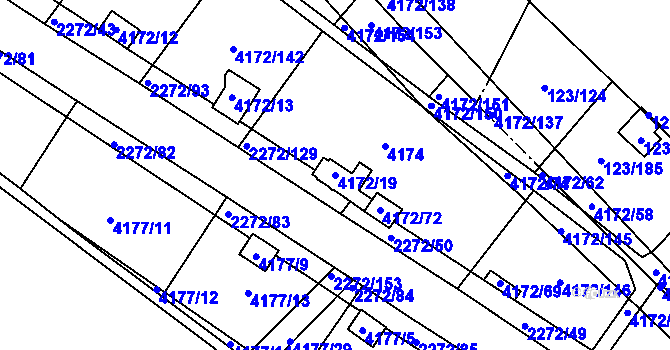Parcela st. 4172/19 v KÚ Příbram, Katastrální mapa