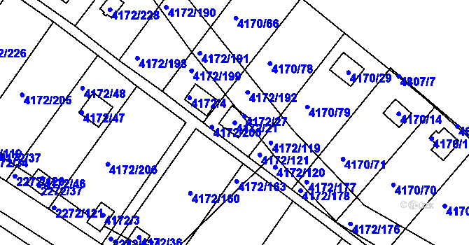 Parcela st. 4172/21 v KÚ Příbram, Katastrální mapa