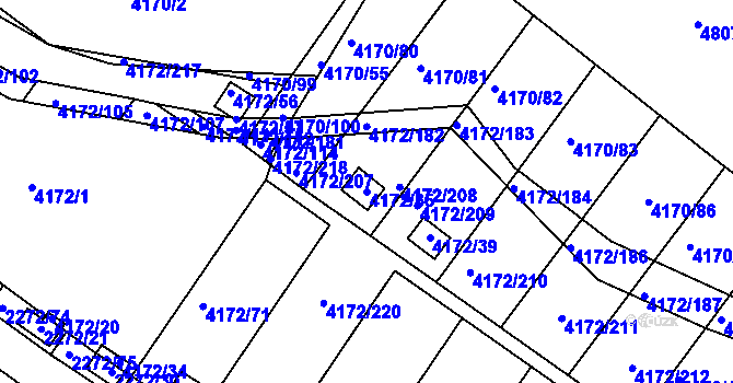 Parcela st. 4172/35 v KÚ Příbram, Katastrální mapa