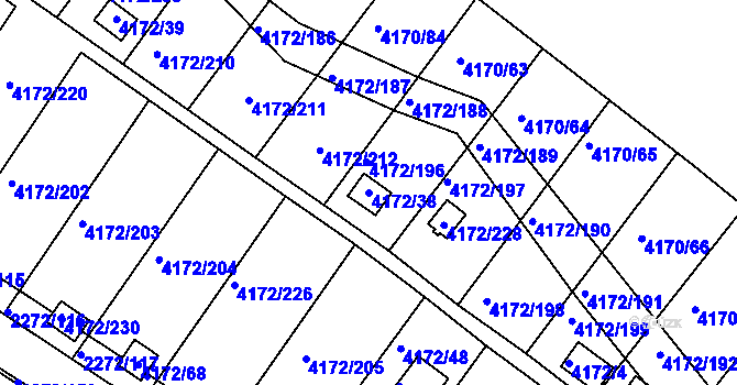 Parcela st. 4172/38 v KÚ Příbram, Katastrální mapa