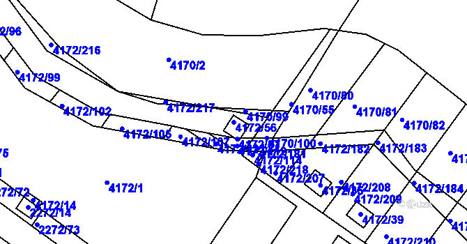 Parcela st. 4172/56 v KÚ Příbram, Katastrální mapa