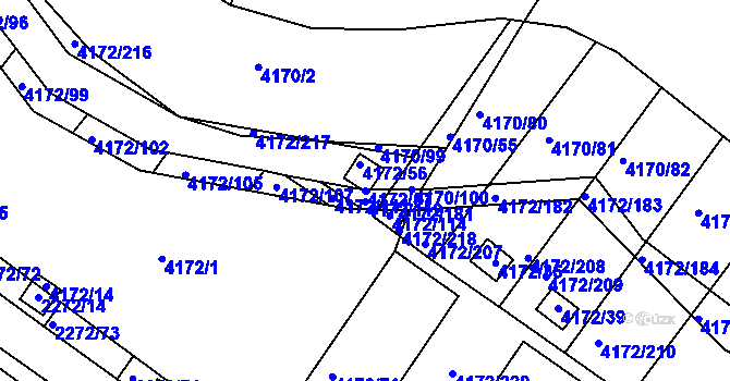 Parcela st. 4172/57 v KÚ Příbram, Katastrální mapa
