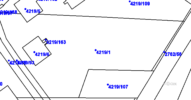 Parcela st. 4219/1 v KÚ Příbram, Katastrální mapa