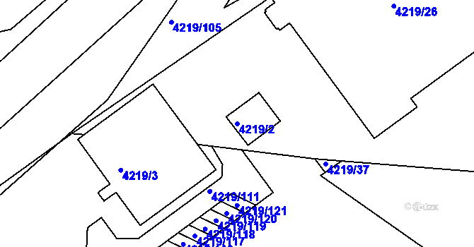 Parcela st. 4219/2 v KÚ Příbram, Katastrální mapa