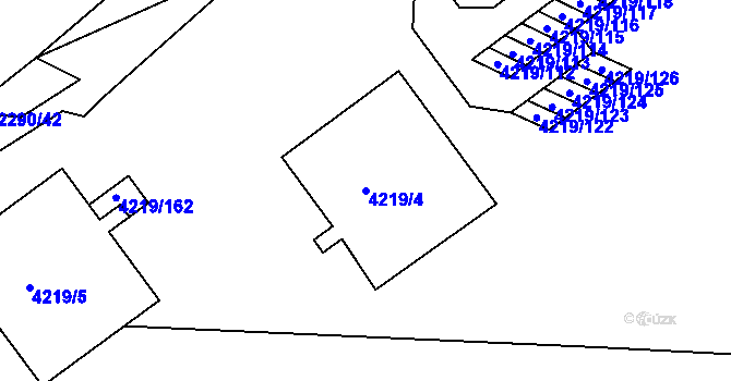 Parcela st. 4219/4 v KÚ Příbram, Katastrální mapa
