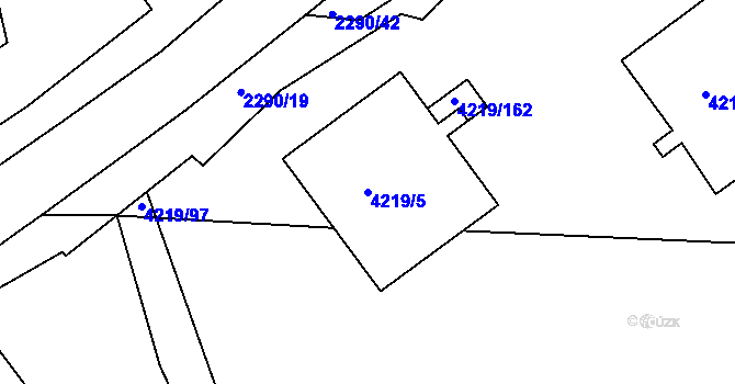 Parcela st. 4219/5 v KÚ Příbram, Katastrální mapa