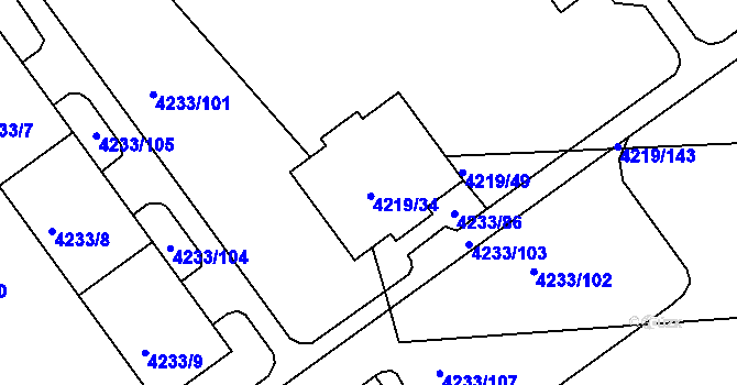 Parcela st. 4219/11 v KÚ Příbram, Katastrální mapa