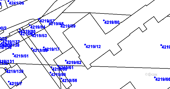 Parcela st. 4219/12 v KÚ Příbram, Katastrální mapa