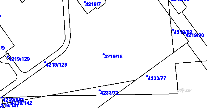 Parcela st. 4219/16 v KÚ Příbram, Katastrální mapa