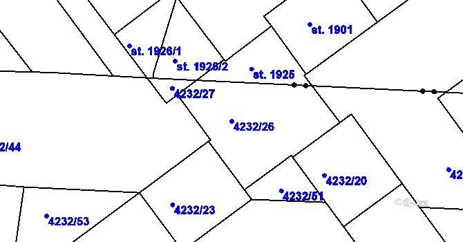 Parcela st. 4232/26 v KÚ Příbram, Katastrální mapa