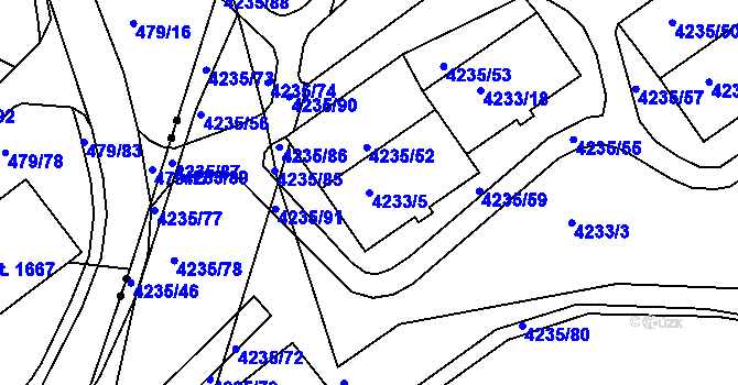 Parcela st. 4233/5 v KÚ Příbram, Katastrální mapa
