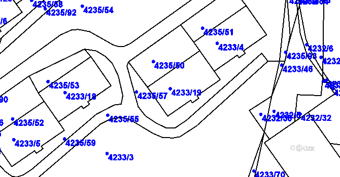 Parcela st. 4233/19 v KÚ Příbram, Katastrální mapa