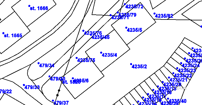 Parcela st. 4235/4 v KÚ Příbram, Katastrální mapa