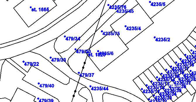 Parcela st. 4235/6 v KÚ Příbram, Katastrální mapa
