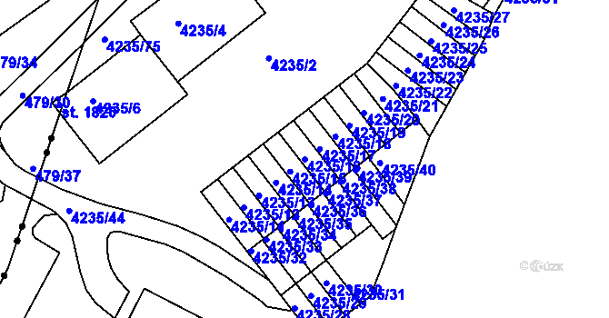 Parcela st. 4235/16 v KÚ Příbram, Katastrální mapa