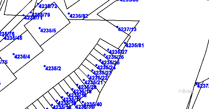 Parcela st. 4235/26 v KÚ Příbram, Katastrální mapa