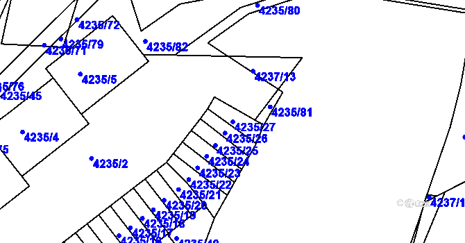 Parcela st. 4235/27 v KÚ Příbram, Katastrální mapa