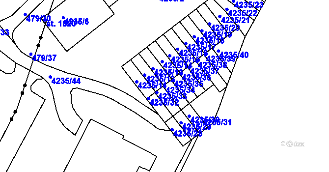 Parcela st. 4235/34 v KÚ Příbram, Katastrální mapa