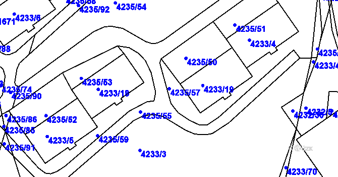 Parcela st. 4235/57 v KÚ Příbram, Katastrální mapa