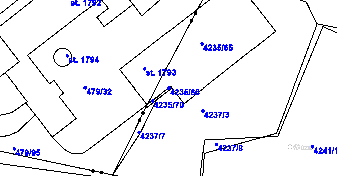Parcela st. 4235/66 v KÚ Příbram, Katastrální mapa