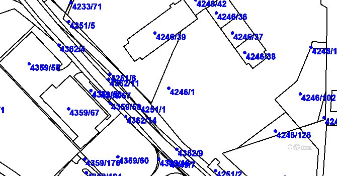 Parcela st. 4246/1 v KÚ Příbram, Katastrální mapa