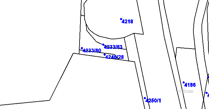 Parcela st. 4246/28 v KÚ Příbram, Katastrální mapa