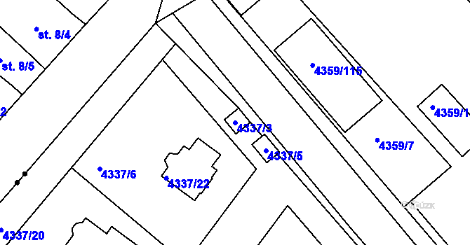 Parcela st. 4337/3 v KÚ Příbram, Katastrální mapa