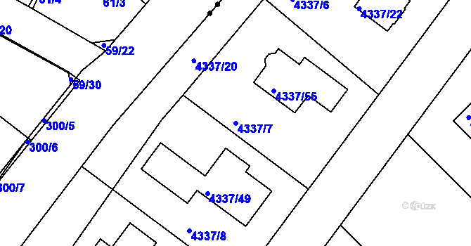 Parcela st. 4337/7 v KÚ Příbram, Katastrální mapa