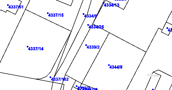 Parcela st. 4339/2 v KÚ Příbram, Katastrální mapa