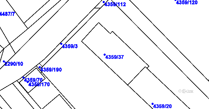 Parcela st. 4359/37 v KÚ Příbram, Katastrální mapa