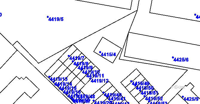 Parcela st. 4415/4 v KÚ Příbram, Katastrální mapa