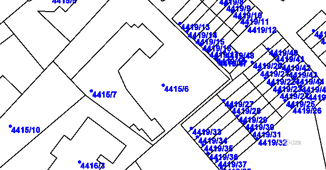 Parcela st. 4415/6 v KÚ Příbram, Katastrální mapa