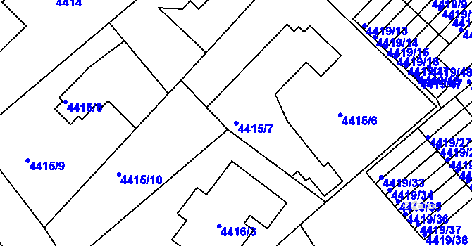 Parcela st. 4415/7 v KÚ Příbram, Katastrální mapa