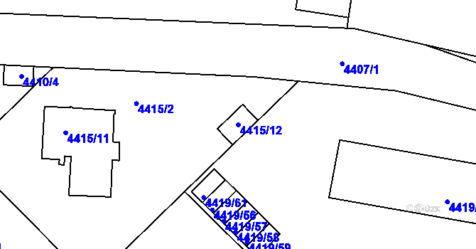 Parcela st. 4415/12 v KÚ Příbram, Katastrální mapa