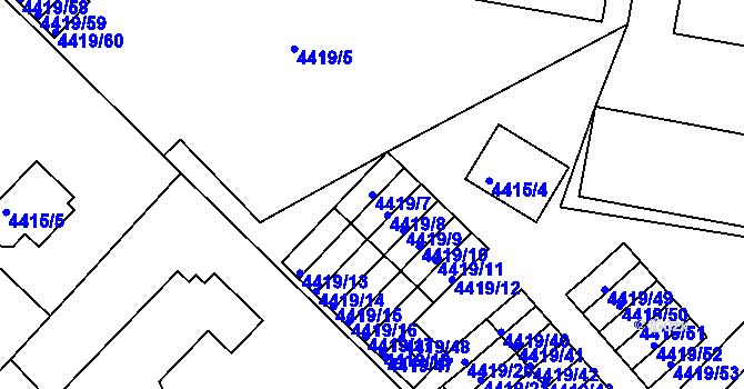 Parcela st. 4419/7 v KÚ Příbram, Katastrální mapa