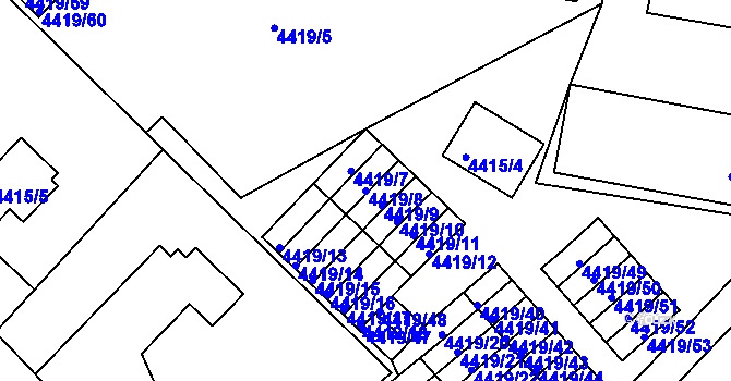 Parcela st. 4419/8 v KÚ Příbram, Katastrální mapa