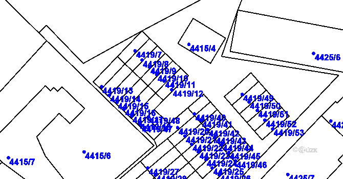 Parcela st. 4419/12 v KÚ Příbram, Katastrální mapa