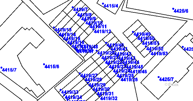 Parcela st. 4419/20 v KÚ Příbram, Katastrální mapa