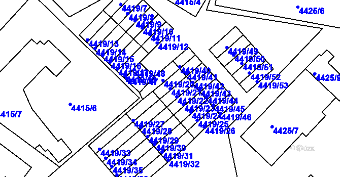 Parcela st. 4419/21 v KÚ Příbram, Katastrální mapa