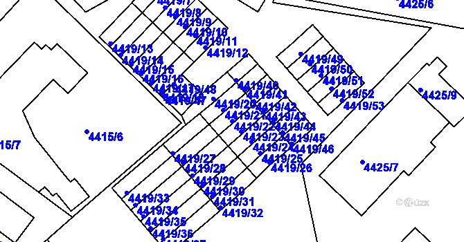 Parcela st. 4419/22 v KÚ Příbram, Katastrální mapa