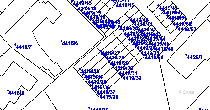 Parcela st. 4419/28 v KÚ Příbram, Katastrální mapa