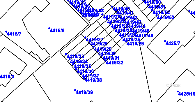 Parcela st. 4419/30 v KÚ Příbram, Katastrální mapa