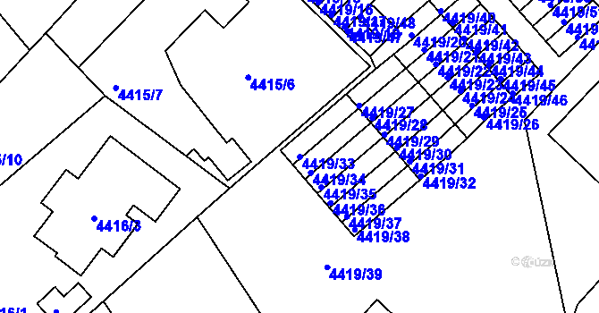 Parcela st. 4419/33 v KÚ Příbram, Katastrální mapa