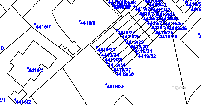 Parcela st. 4419/34 v KÚ Příbram, Katastrální mapa