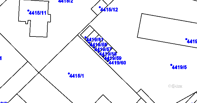 Parcela st. 4419/58 v KÚ Příbram, Katastrální mapa