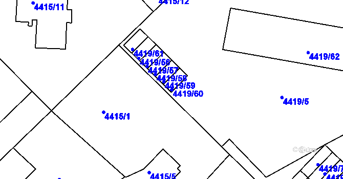 Parcela st. 4419/60 v KÚ Příbram, Katastrální mapa