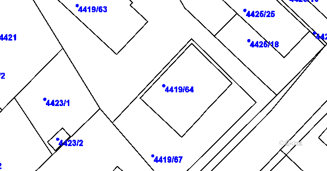 Parcela st. 4419/64 v KÚ Příbram, Katastrální mapa